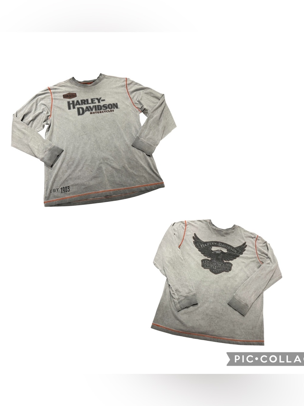 Harley Davidson Wings Gray #1 SYN 3 Men’s Long Sleeve Mechanic T-Shirt Sz XL
